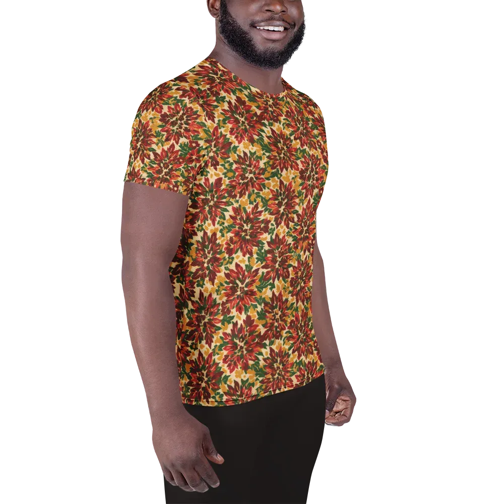 Autumn Dahlia on Men's Athletic T-Shirt — Right