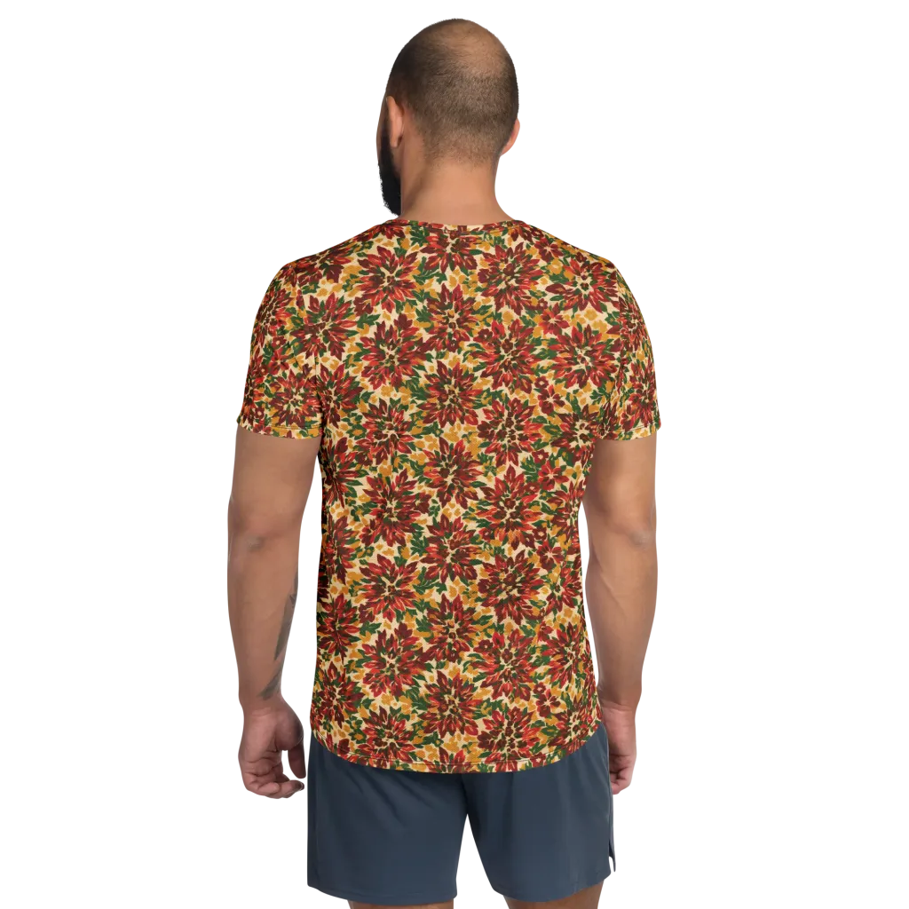 Autumn Dahlia on Men's Athletic T-Shirt — Back