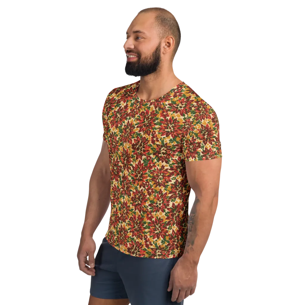 Autumn Dahlia on Men's Athletic T-Shirt — Left