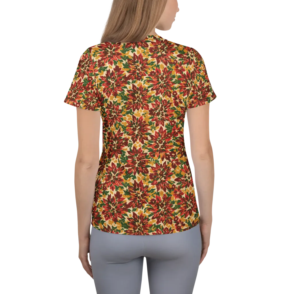 Autumn Dahlia on Women's Athletic T-Shirt — Back