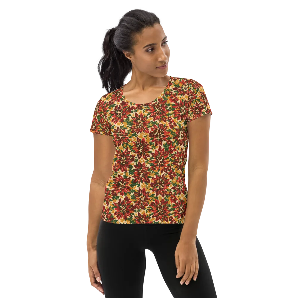 Autumn Dahlia on Women's Athletic T-Shirt — Front