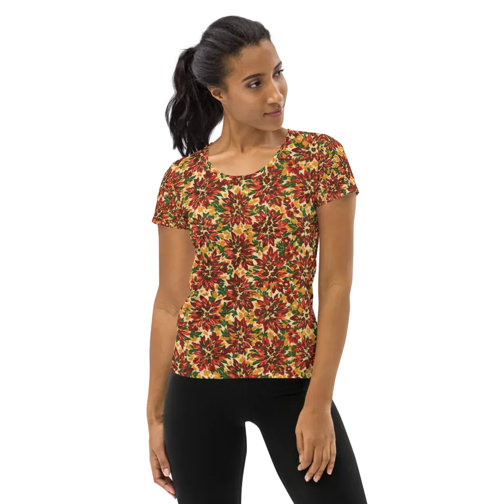 Autumn Dahlia on Women's Athletic T-Shirt — Front