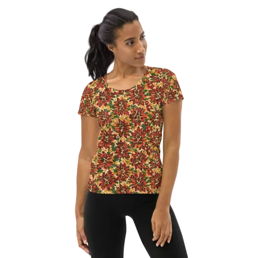 Autumn Dahlia on a Women's Athletic T-Shirt