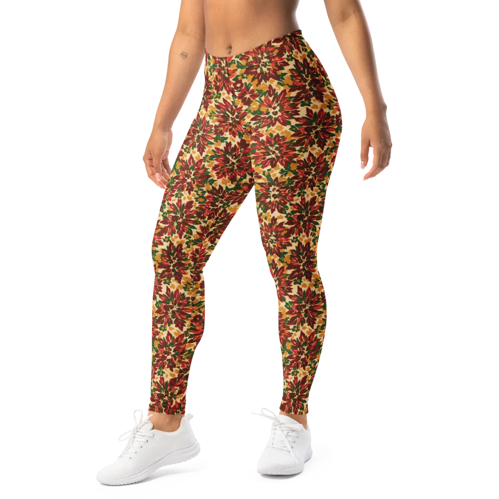 Autumn Dahlia on Leggings — Left Front