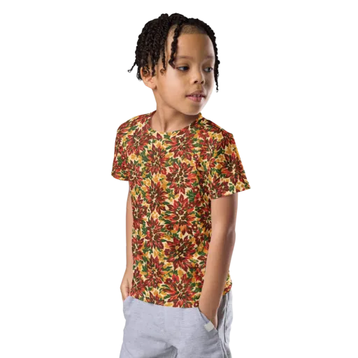 Autumn Dahlia on a Kids Crew Neck T-Shirt