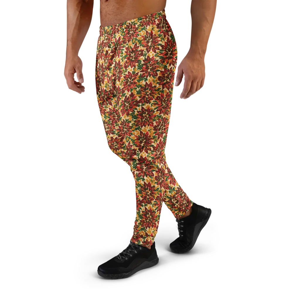 Autumn Dahlia on Men's Joggers — Left