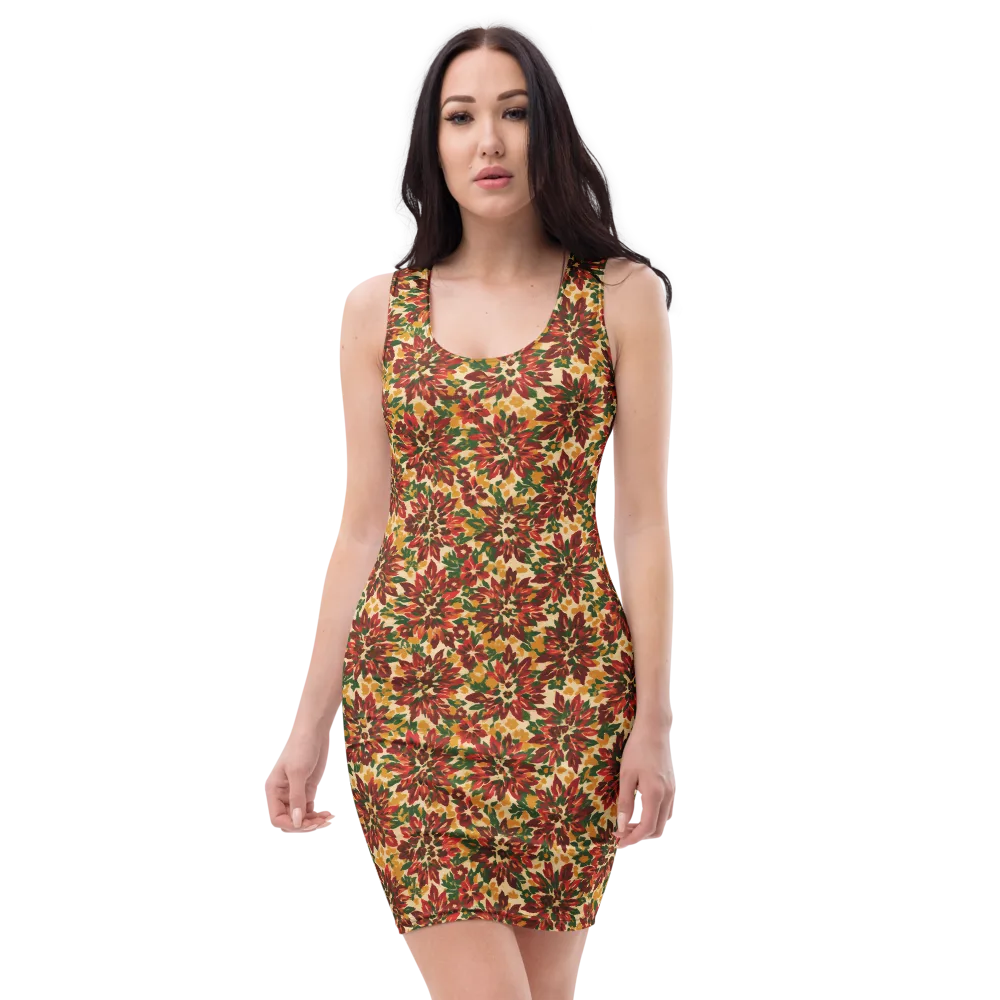 Autumn Dahlia on Bodycon Dress — Front