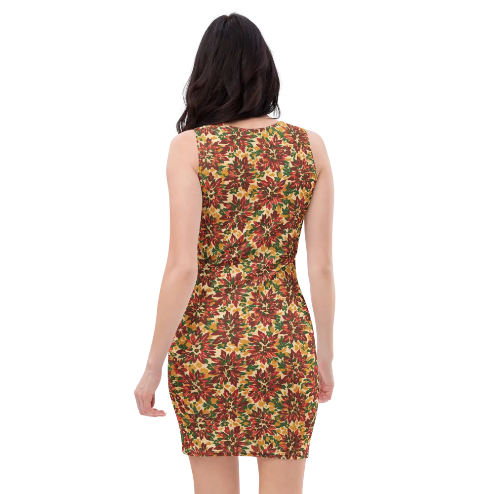 Autumn Dahlia on Bodycon Dress — Back