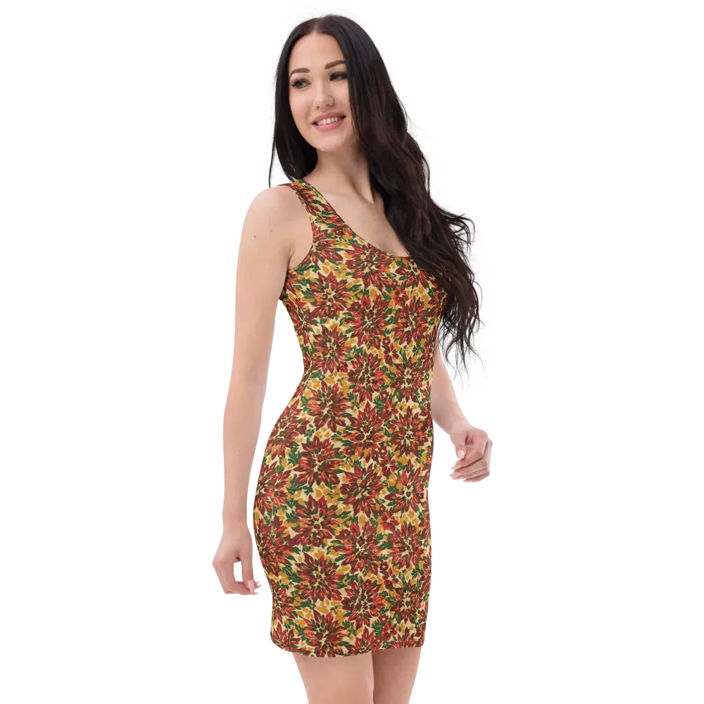 Autumn Dahlia on Bodycon Dress — Right Front
