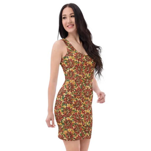 Autumn Dahlia on a Bodycon Dress
