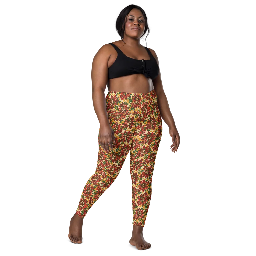 Autumn Dahlia on Leggings with Pockets — Front