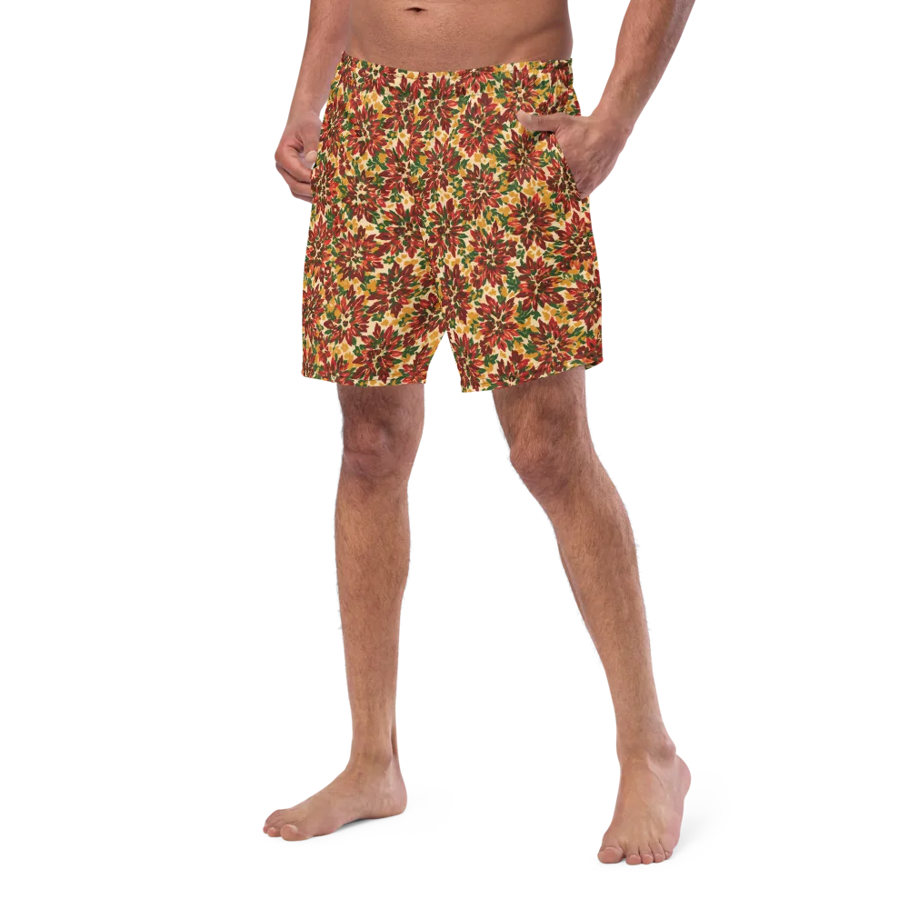 Autumn Dahlia on Swim Trunks — Left Front