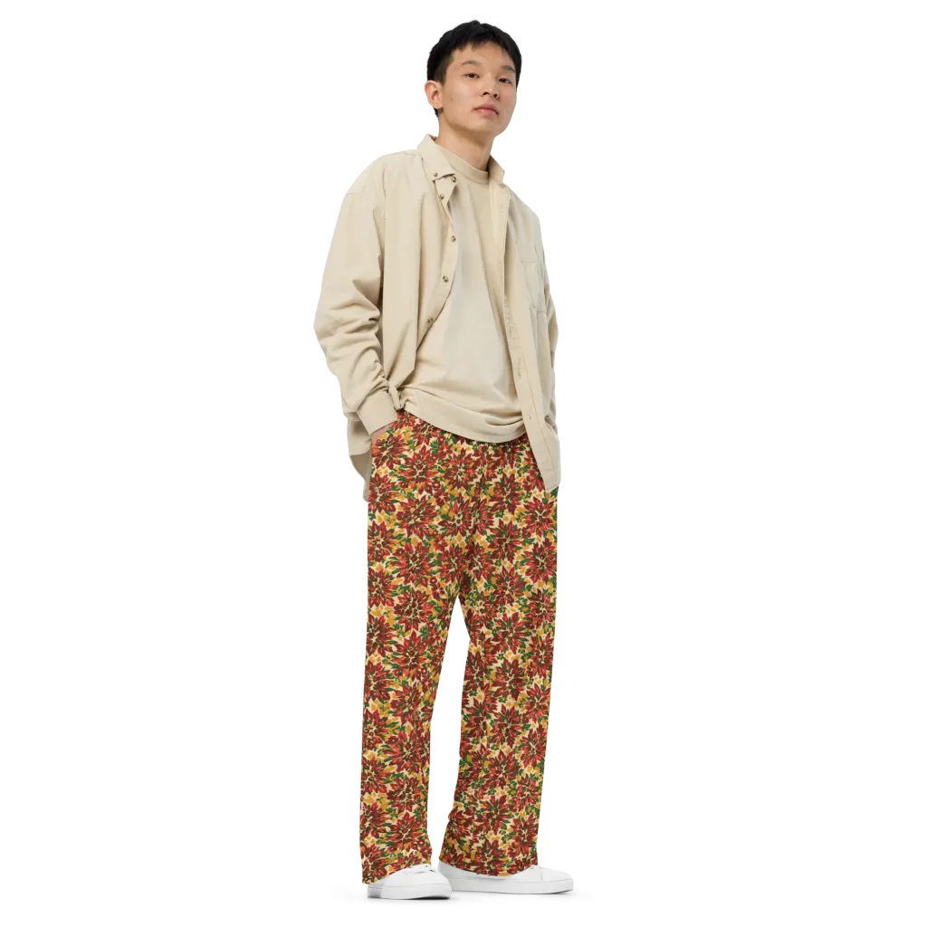 Autumn Dahlia on Wide-Leg Pants — Right Front