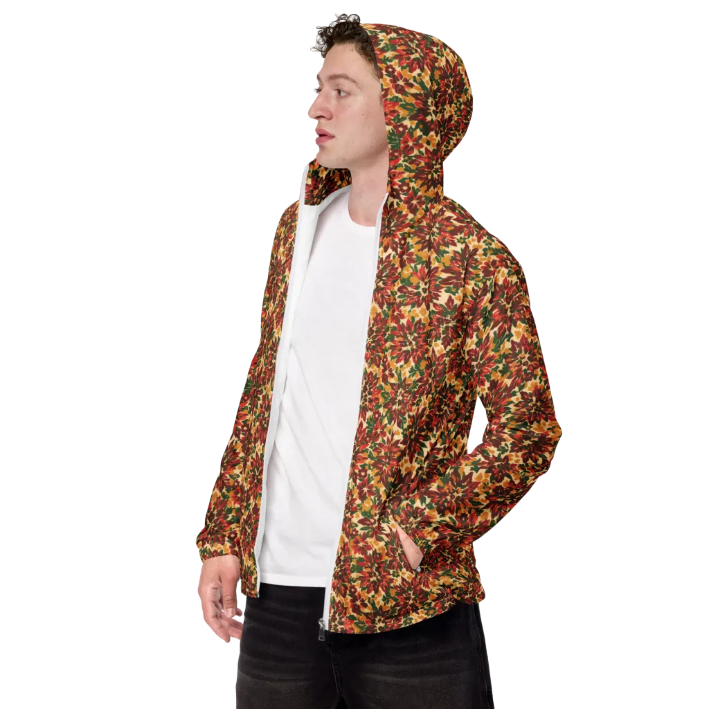 Autumn Dahlia on Men's Windbreaker — Left Front