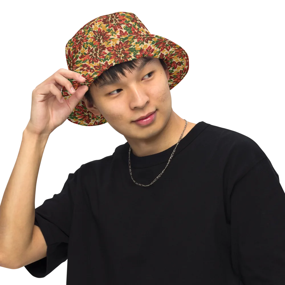 Autumn Dahlia on Reversible Bucket Hat — Front Inside