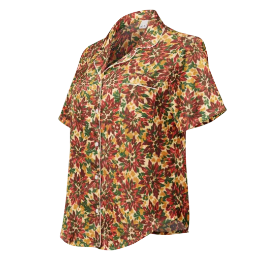 Autumn Dahlia on a Women's Short Sleeve Pajama Top