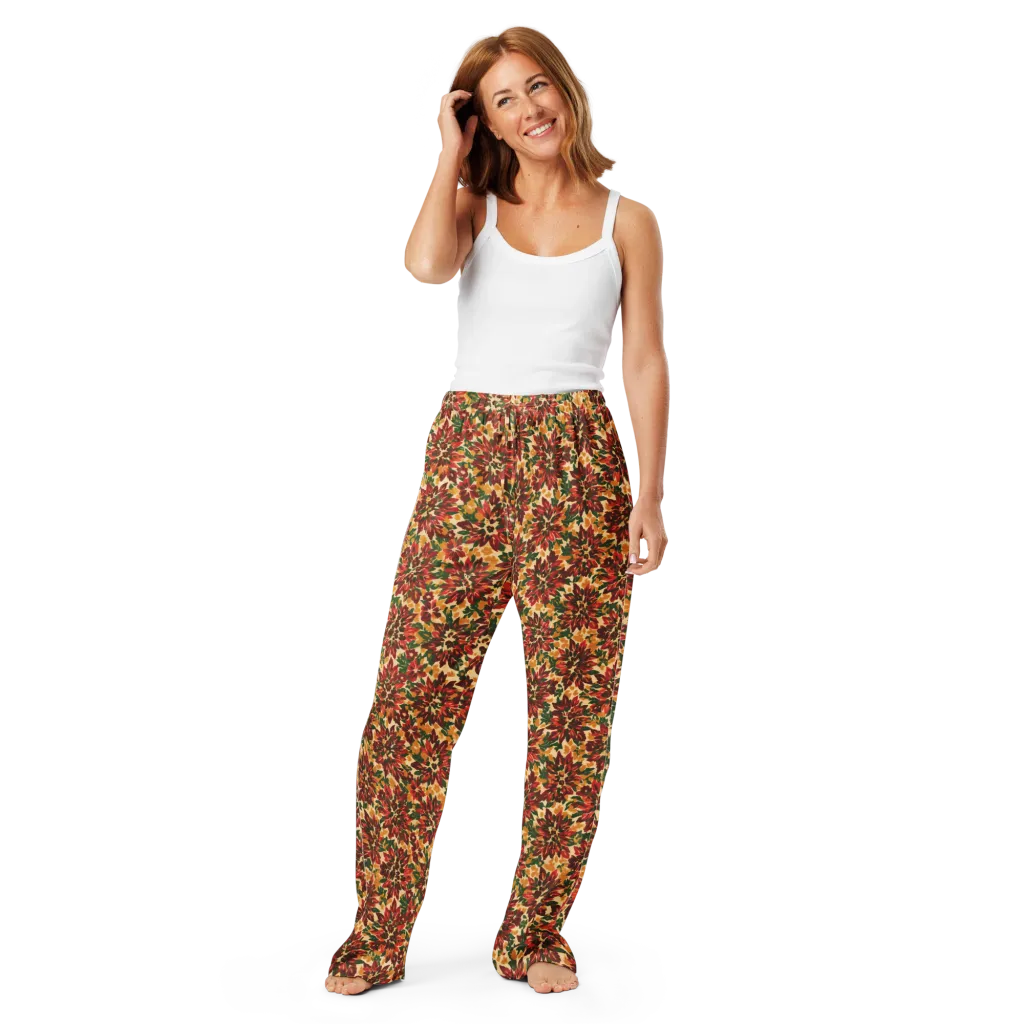 Autumn Dahlia on Women's Pajama Pants — Front