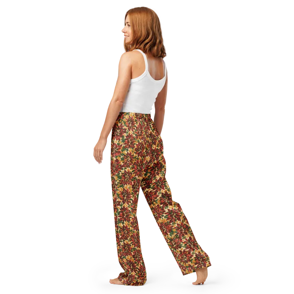 Autumn Dahlia on Women's Pajama Pants — Back