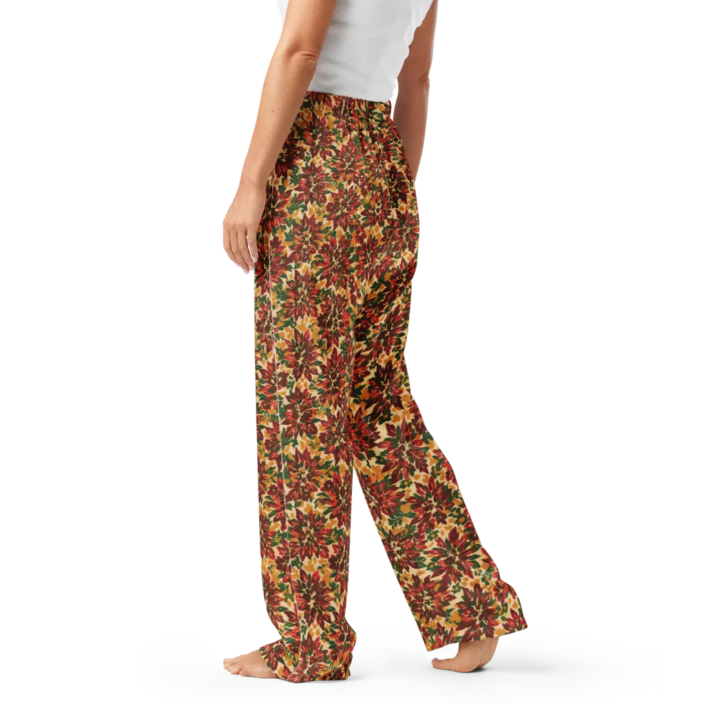 Autumn Dahlia on Women's Pajama Pants — Left
