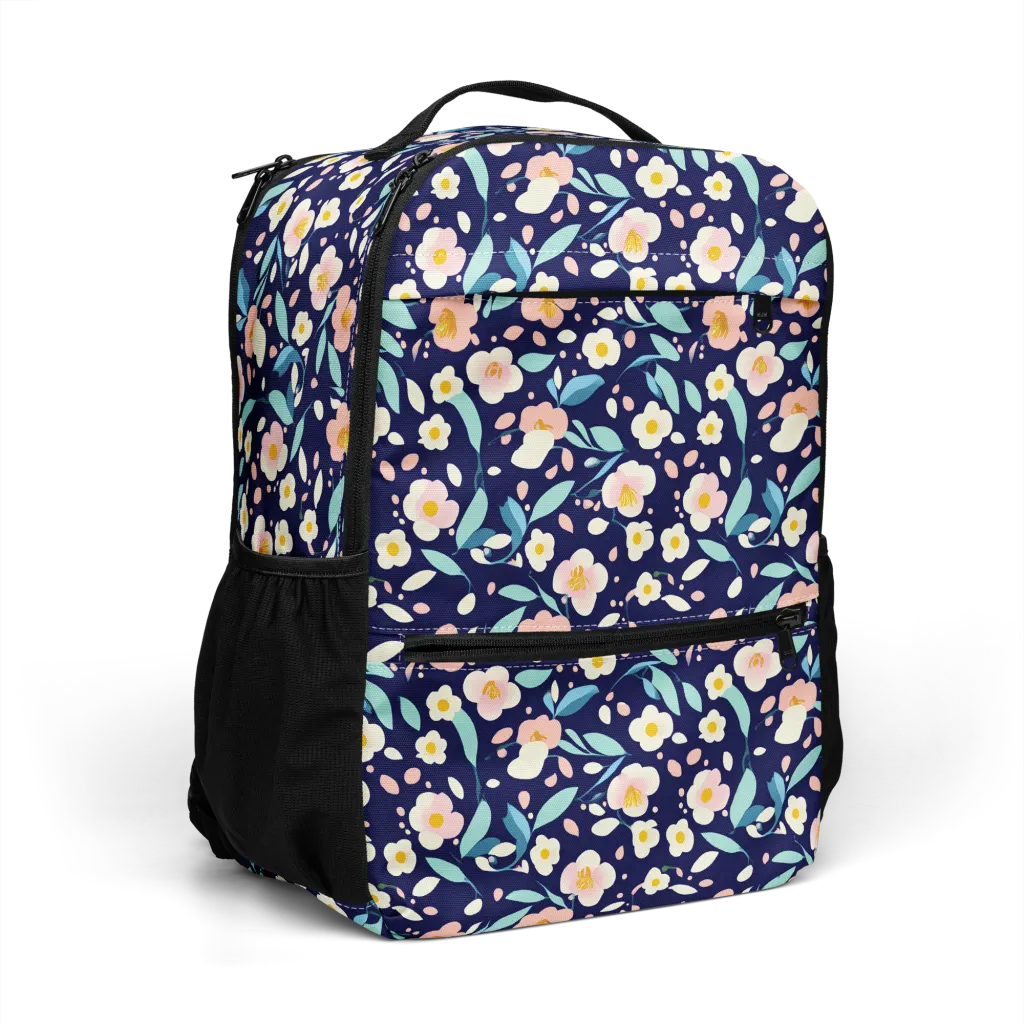 Midnight Camellia on Utility Backpack — Right Front