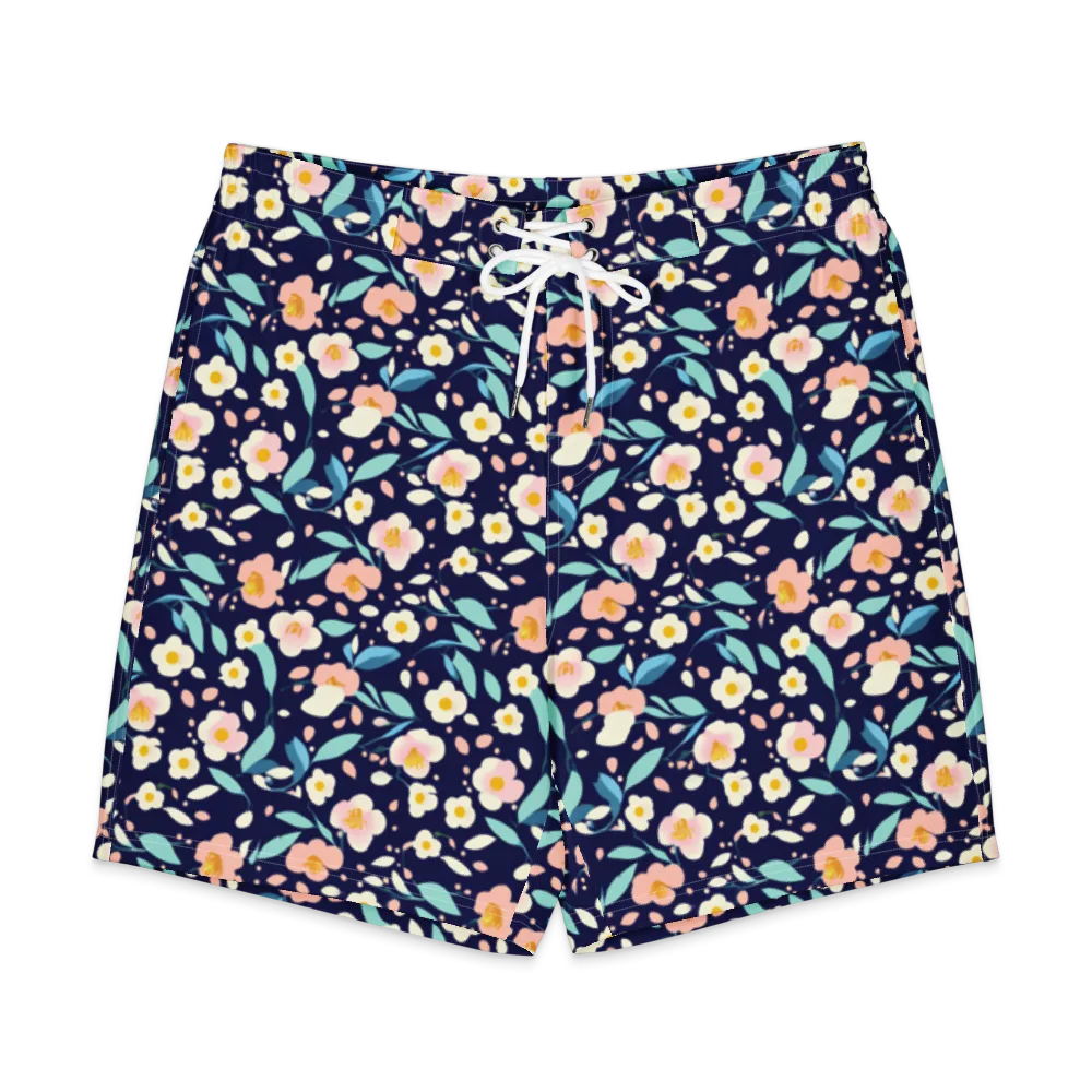 Midnight Camellia on Men's Board Shorts — Front