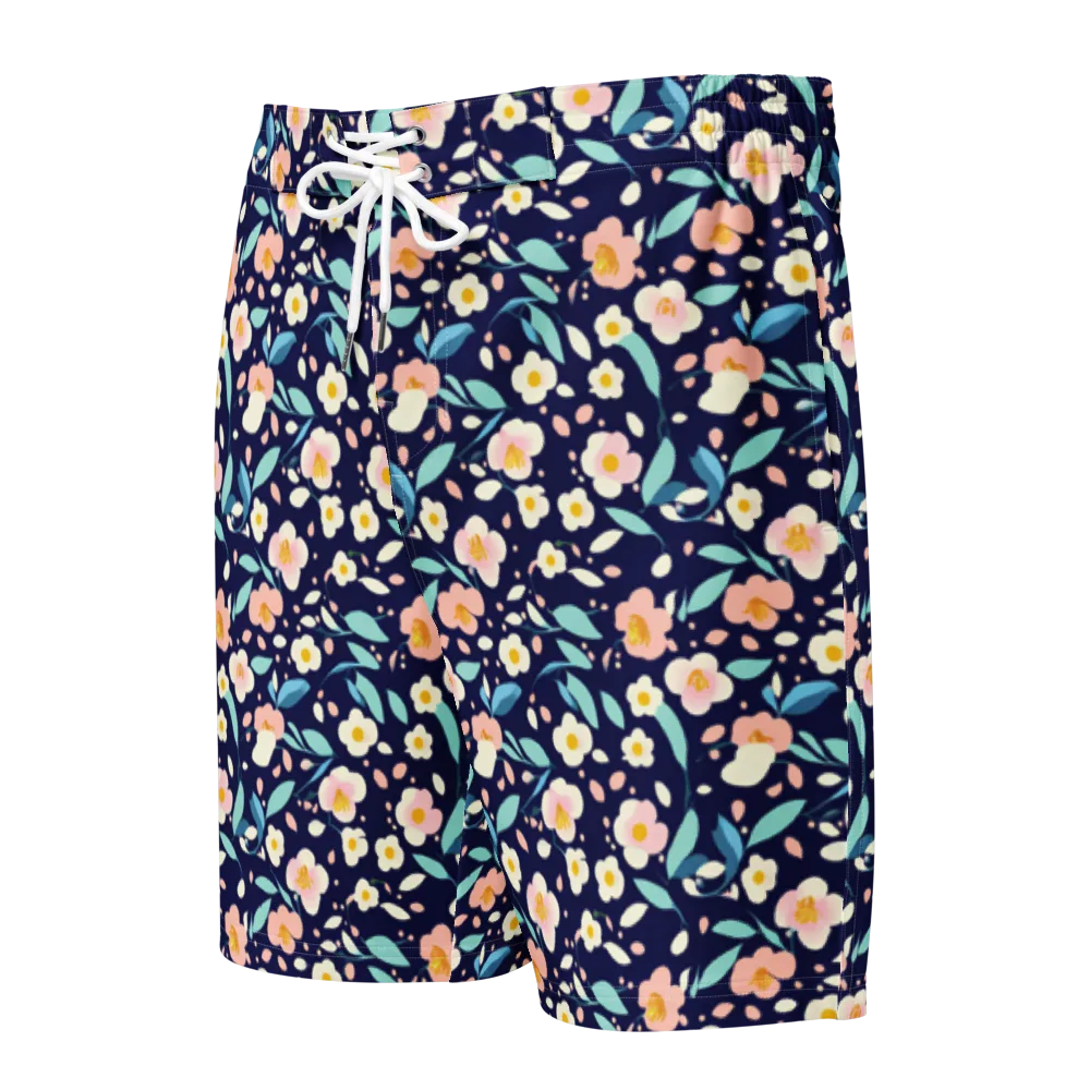 Midnight Camellia on Men's Board Shorts — Front