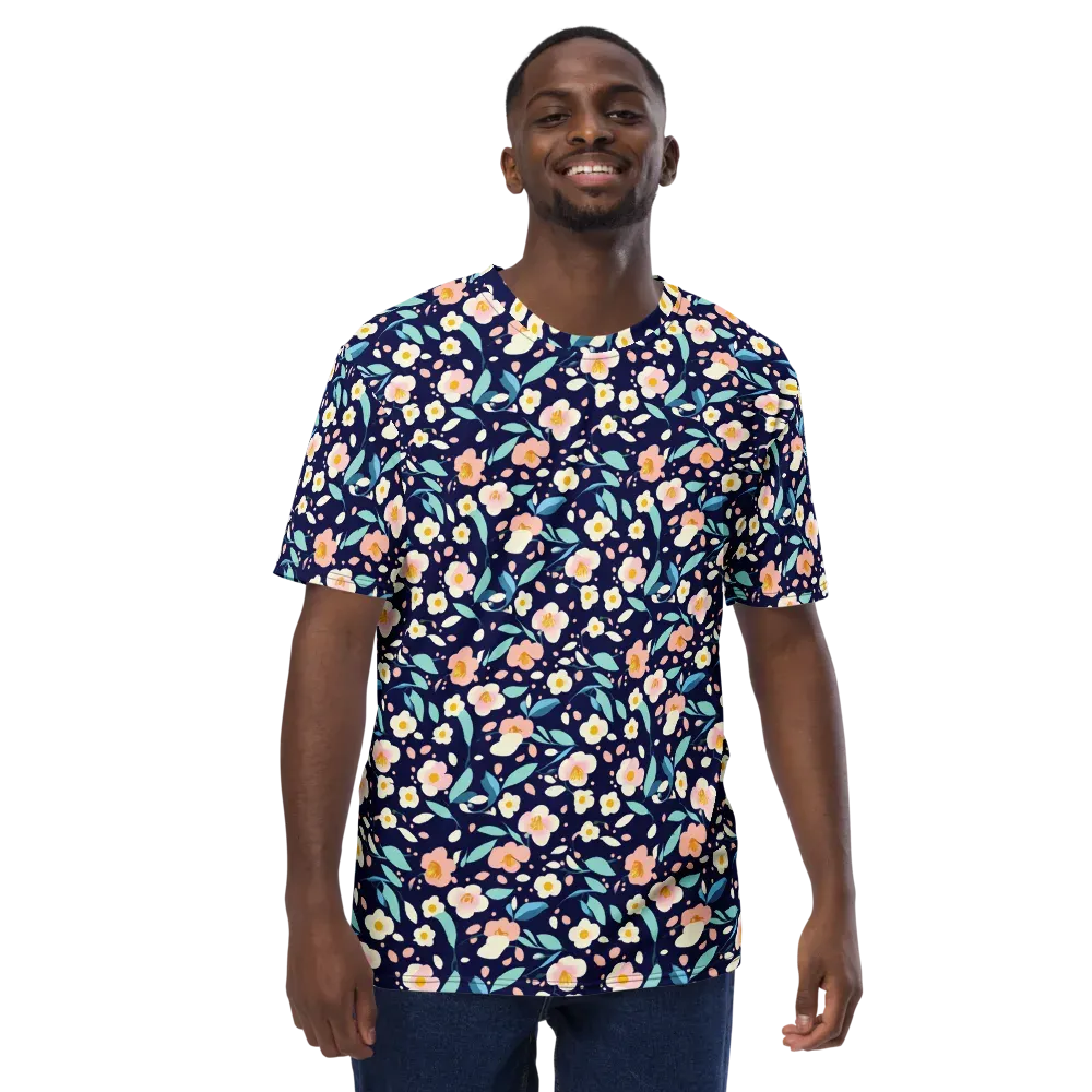 Midnight Camellia on Men's Crew Neck T-Shirt — Front