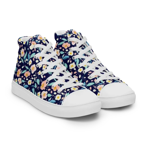 Midnight Camellia on a Women's High Top Canvas Shoes