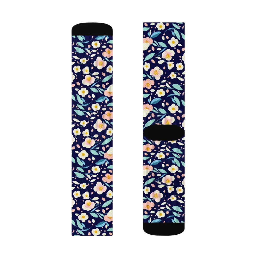 Midnight Camellia on Socks — Right Sock