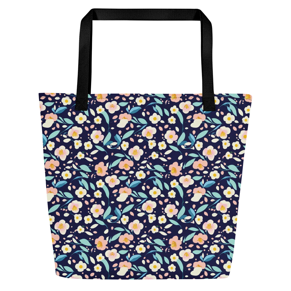 Midnight Camellia on Large Tote Bag W/ Pocket — Front