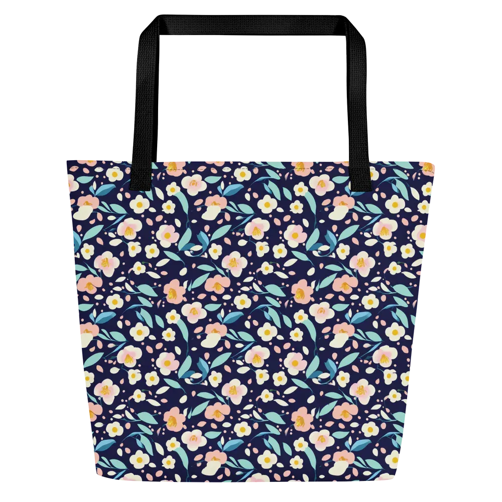 Midnight Camellia on Large Tote Bag W/ Pocket — Front