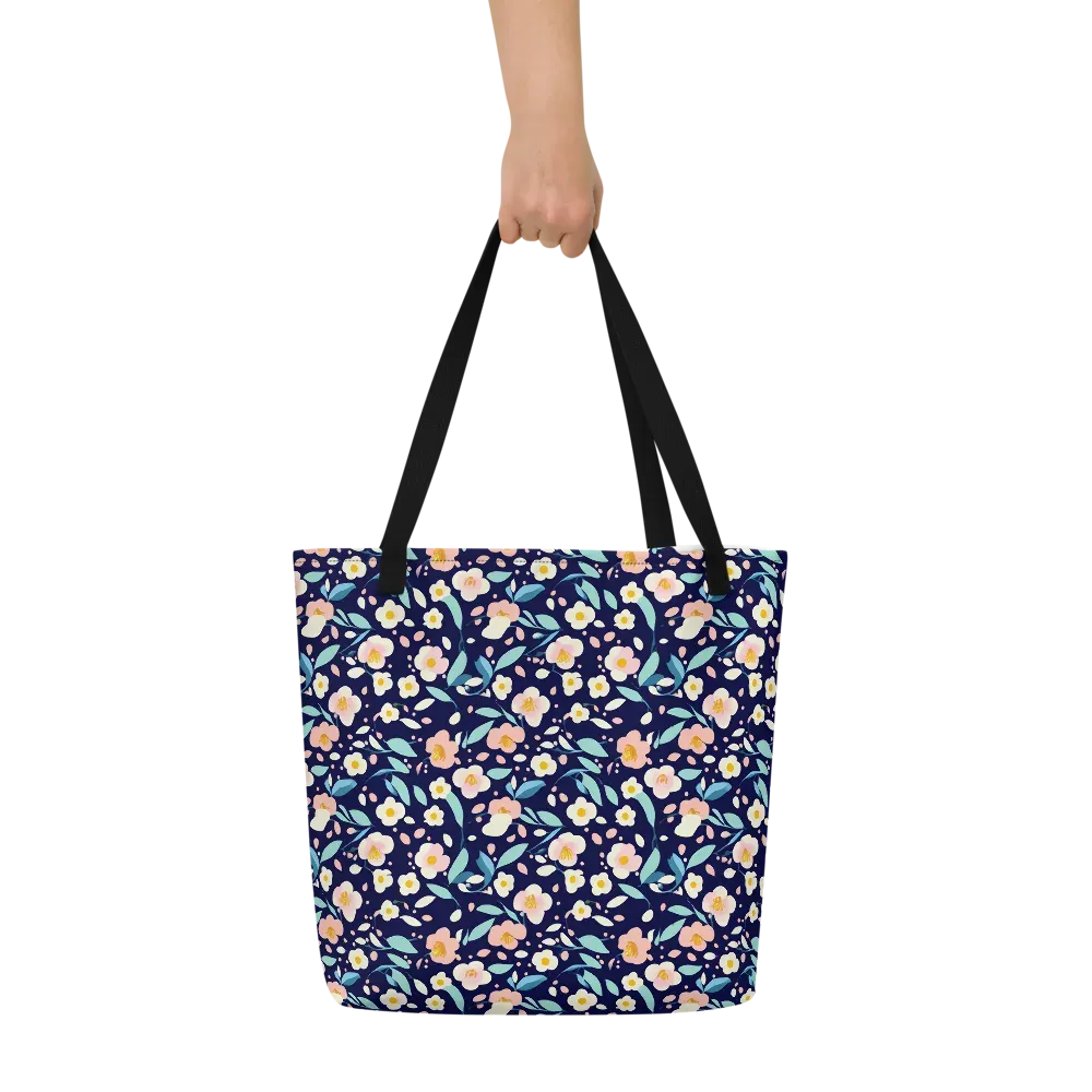 Midnight Camellia on Large Tote Bag W/ Pocket — Front