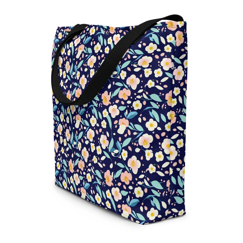 Midnight Camellia on Large Tote Bag W/ Pocket — Front