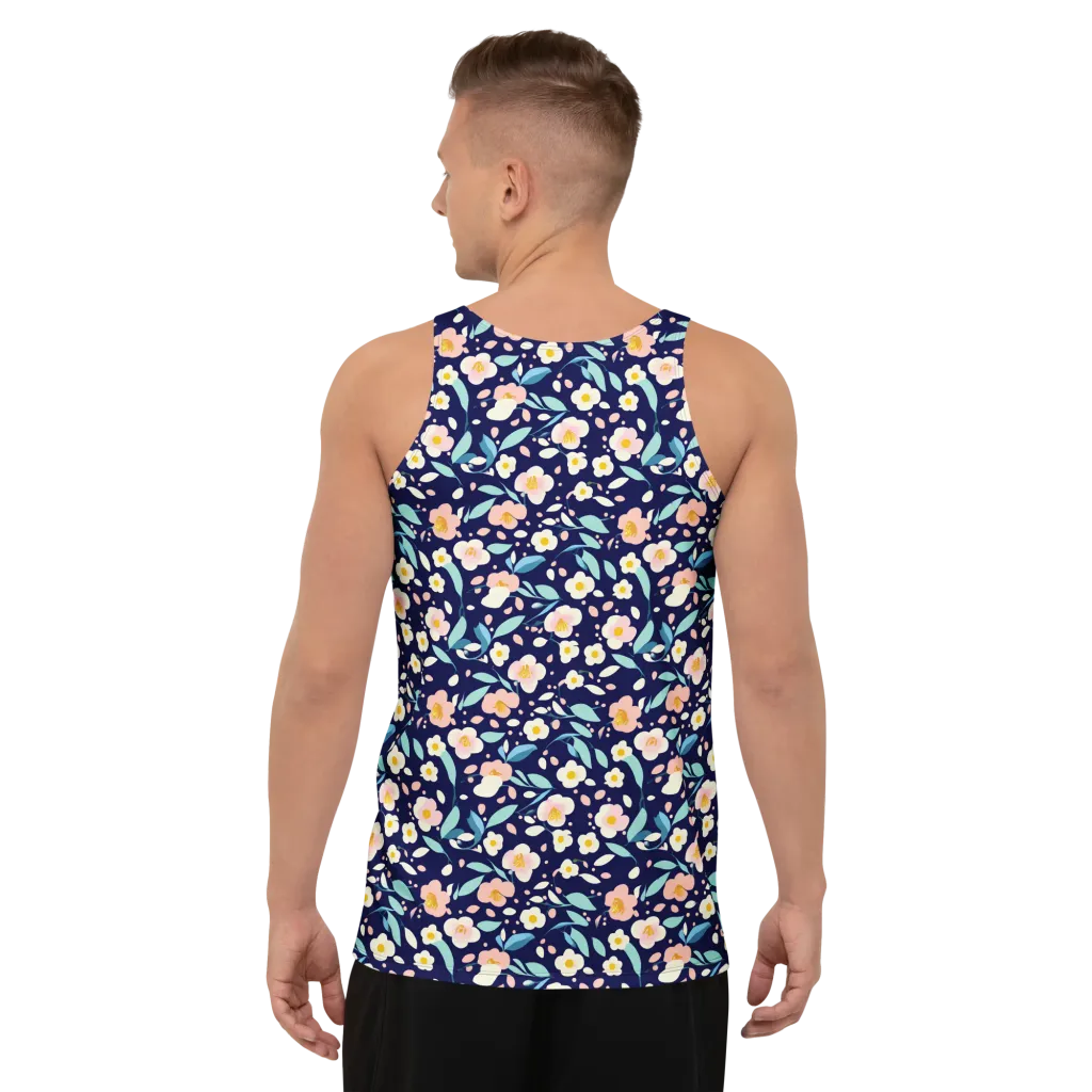 Midnight Camellia on Men's Tank Top — Back