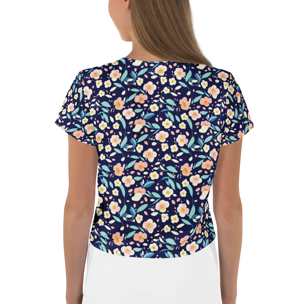 Midnight Camellia on Crop Tee — Back