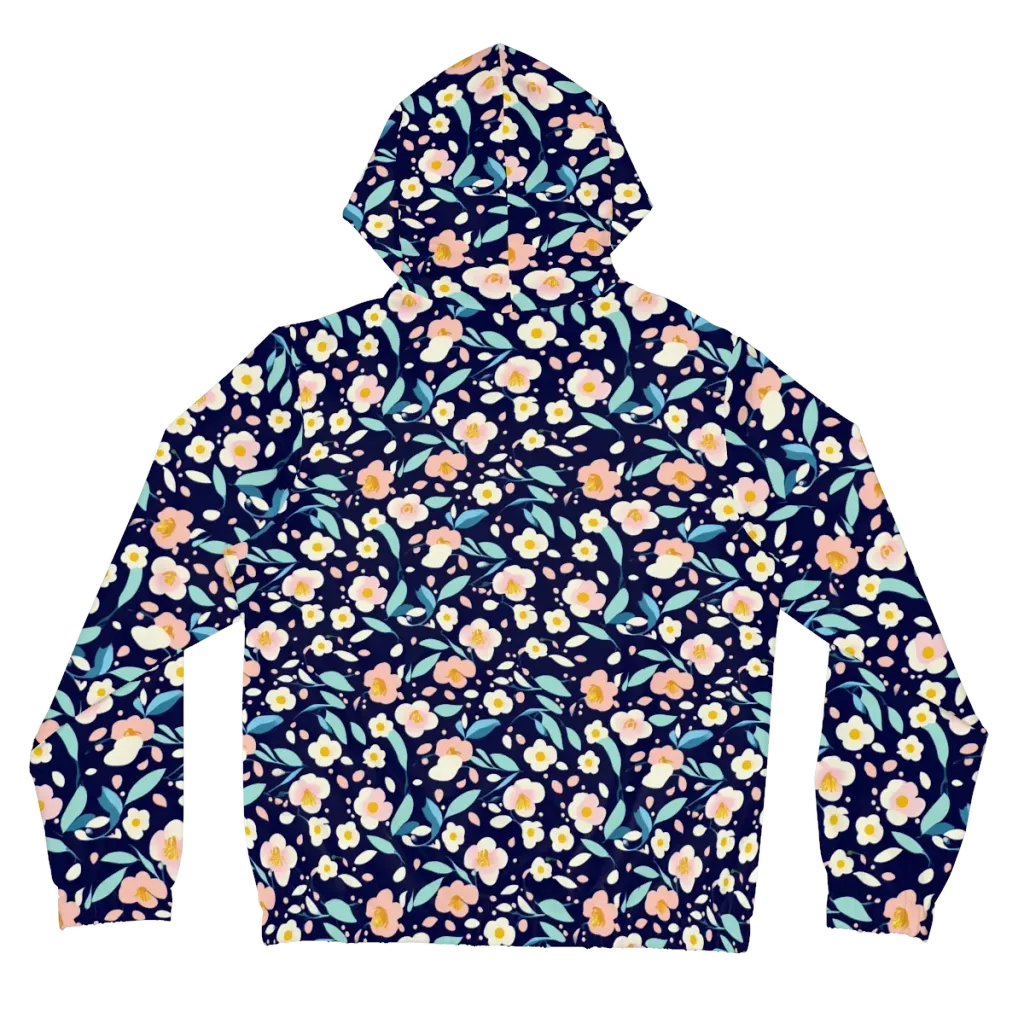 Midnight Camellia on Women's Full-Zip Hoodie — Back