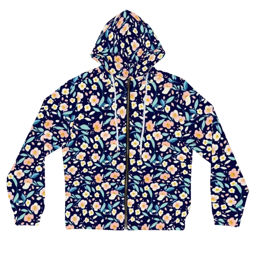 Midnight Camellia on a Women's Full-Zip Hoodie