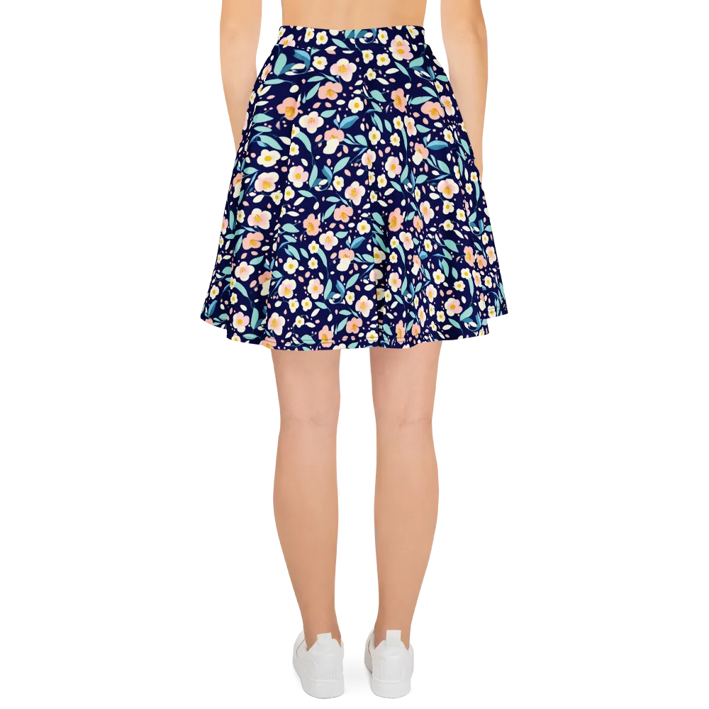Midnight Camellia on Skater Skirt — Back