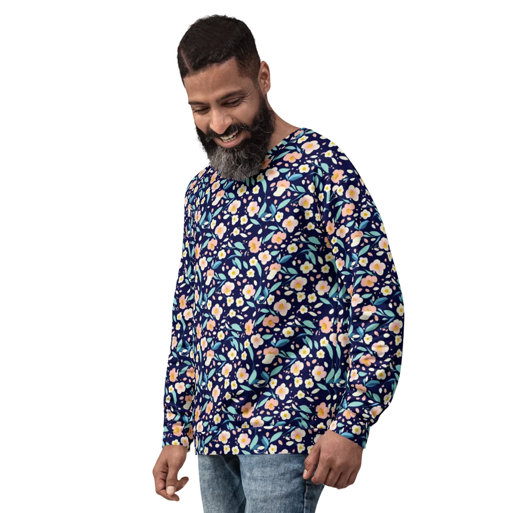 Midnight Camellia on Sweatshirt — Left Front
