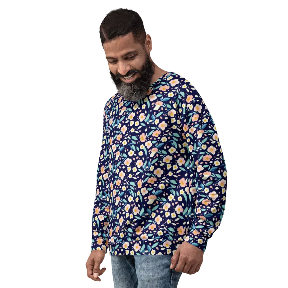 Midnight Camellia on Sweatshirt — Left Front