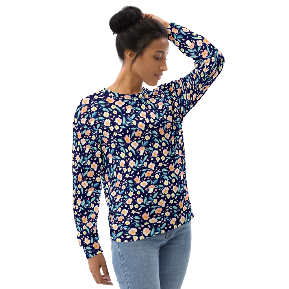 Midnight Camellia on Sweatshirt — Right Front