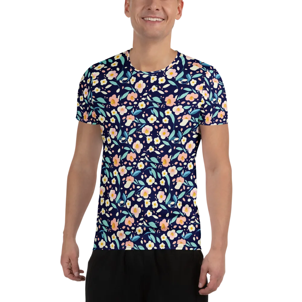 Midnight Camellia on Men's Athletic T-Shirt — Front