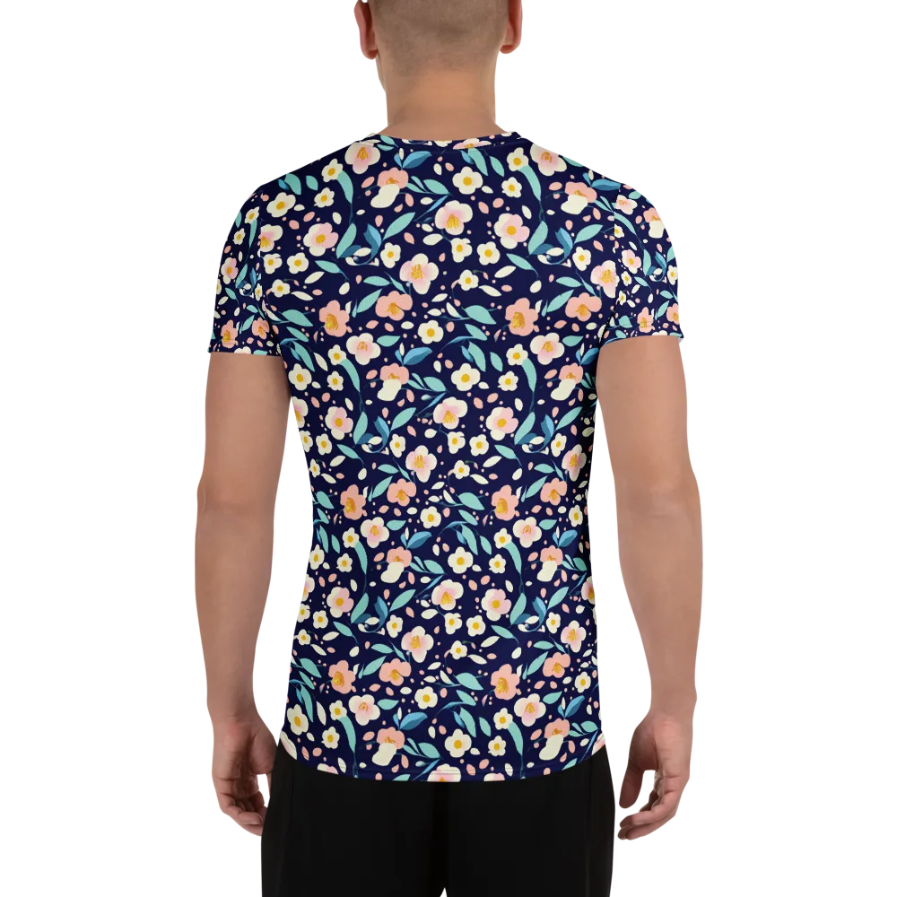 Midnight Camellia on Men's Athletic T-Shirt — Back
