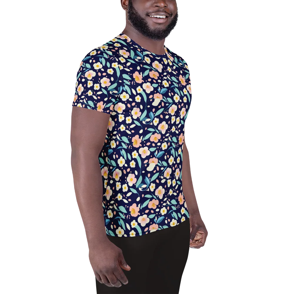 Midnight Camellia on Men's Athletic T-Shirt — Right