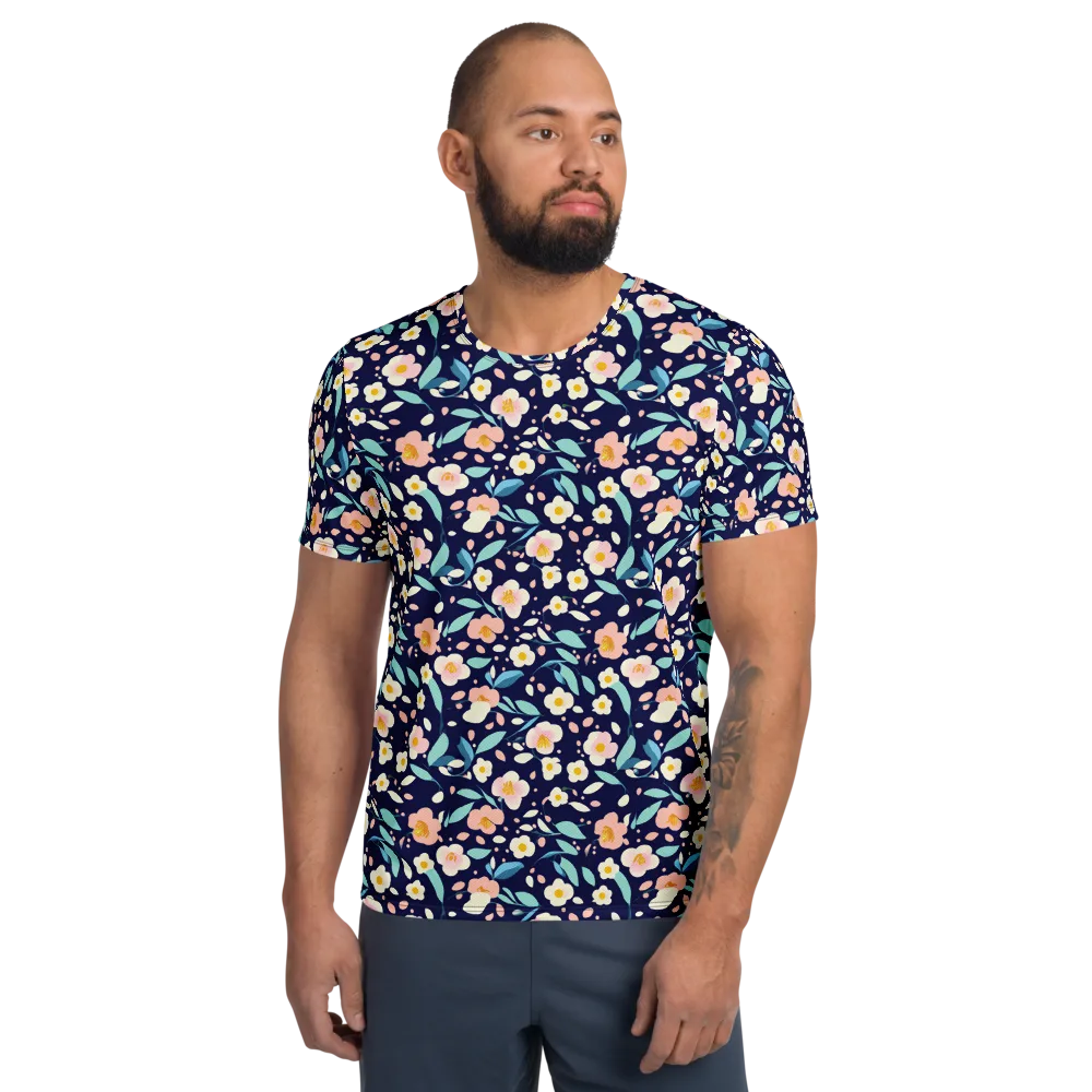 Midnight Camellia on Men's Athletic T-Shirt — Front