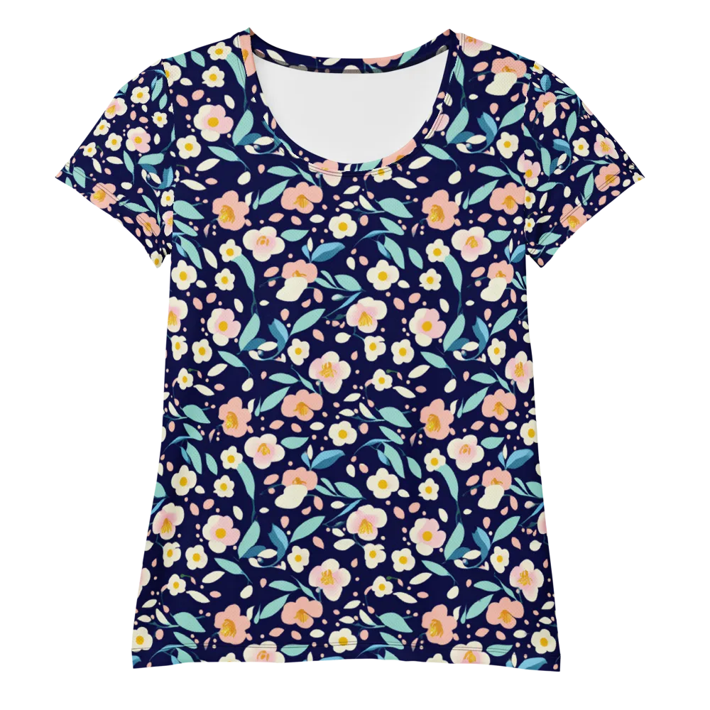 Midnight Camellia on Women's Athletic T-Shirt — Front