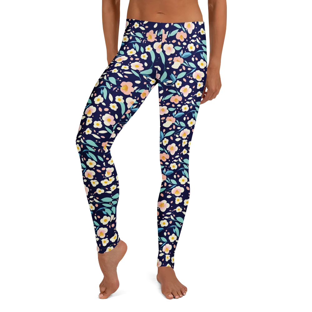 Midnight Camellia on Leggings — Front