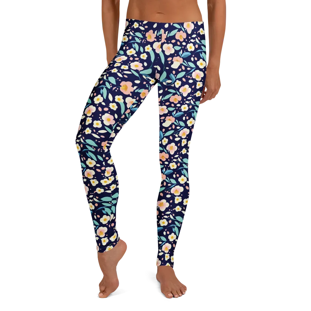 Midnight Camellia on Leggings — Front