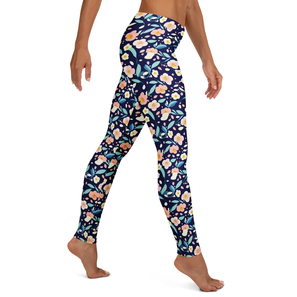 Midnight Camellia on Leggings — Right