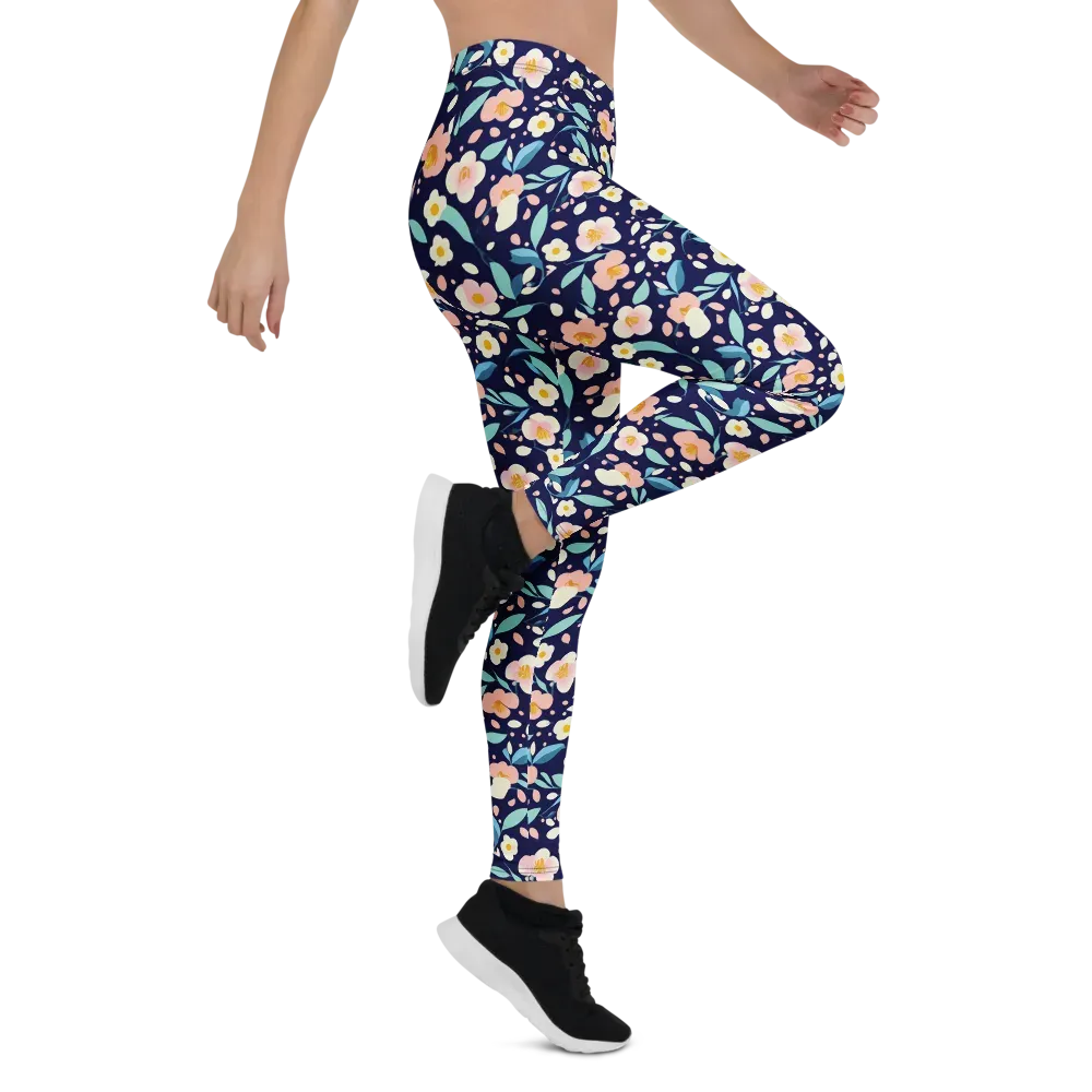 Midnight Camellia on Leggings — Right